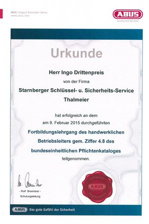 Urkunde Pflichtenkatalog